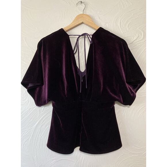 Adelyn Rae Purple Velvet Flowy Sleeve Blouse V Neck Holiday Party Top Size XS - Picture 2 of 6